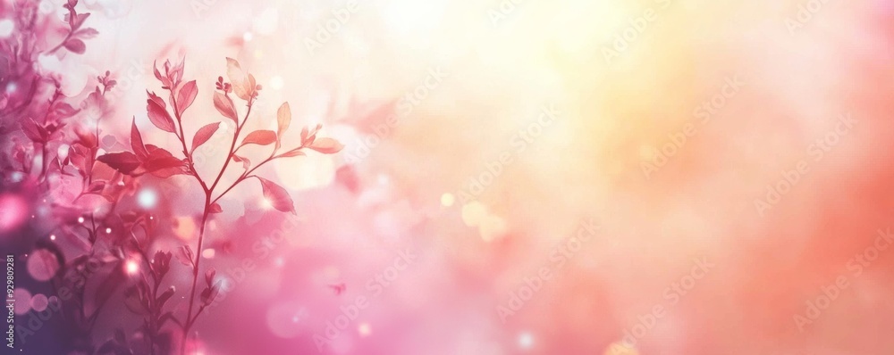 Fototapeta premium A vibrant floral background featuring soft bokeh and pastel hues, creating a dreamy and serene atmosphere for various projects.