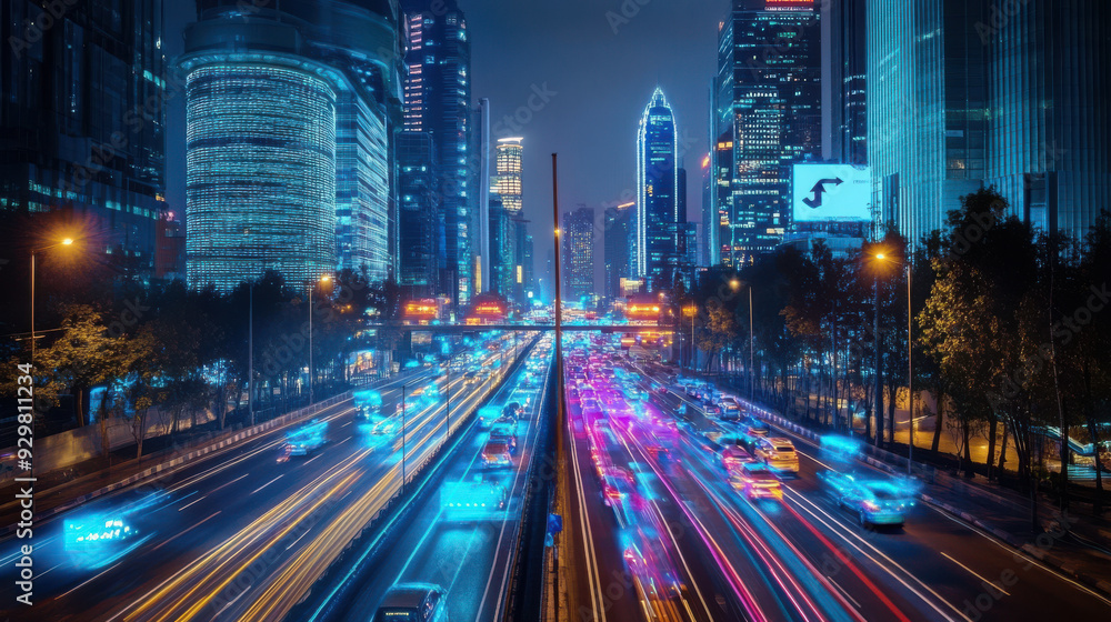 Fototapeta premium Smart traffic management system in a busy city