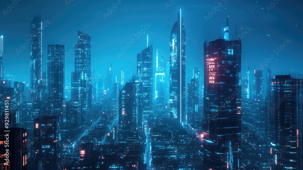 Fototapeta premium Cyberpunk Cityscape at Night