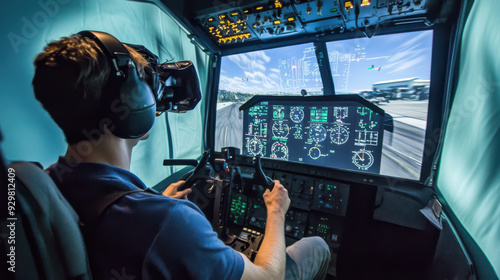 Virtual reality pilot training in a flight simulator