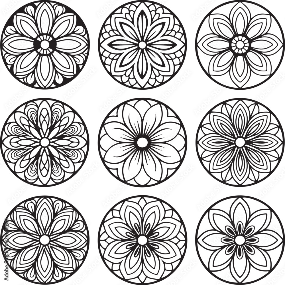 mandala floral set vector art illustration mandala floral set vector art illustration