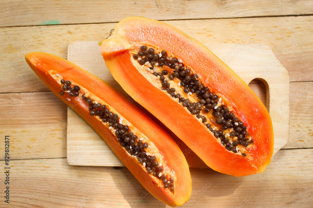 papaya fruit on table papaya fruit on table