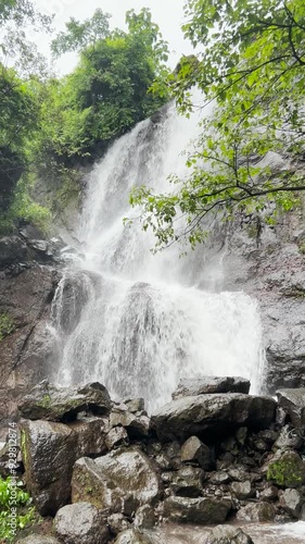 waterfall in the mountains, waterfall in the forest