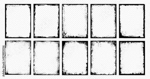 Retro grunge frame border or background silhouette with overlay texture and ink paint brush stroke for social media poster, business banner, book cover, flyer or invitation card. Torn paper frame art.