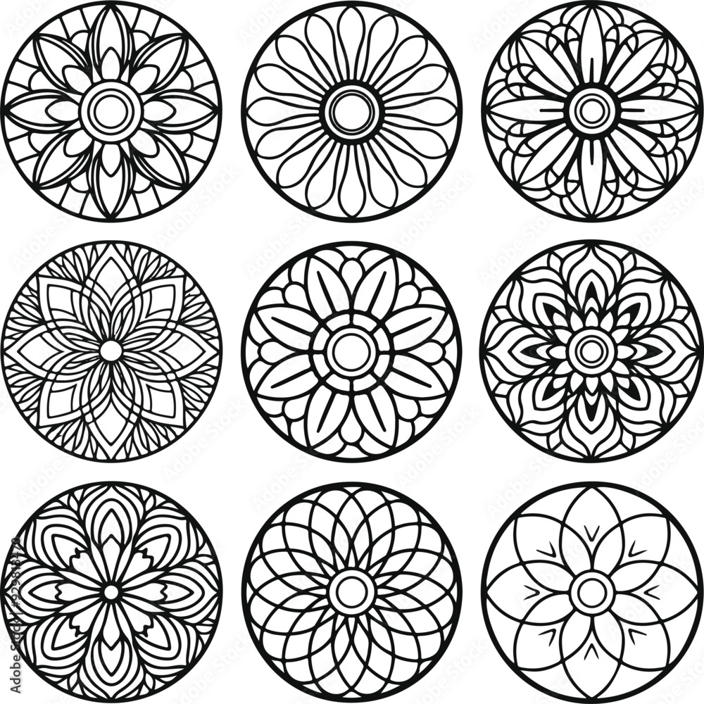 mandala floral set vector art illustration mandala floral set vector art illustration