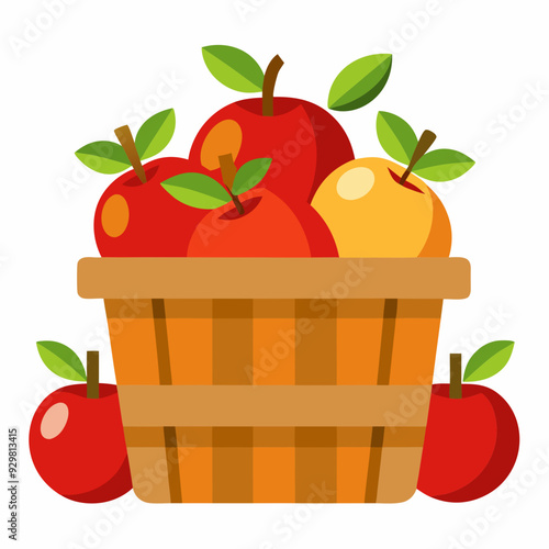 A basket filled with large apples art vector illustration