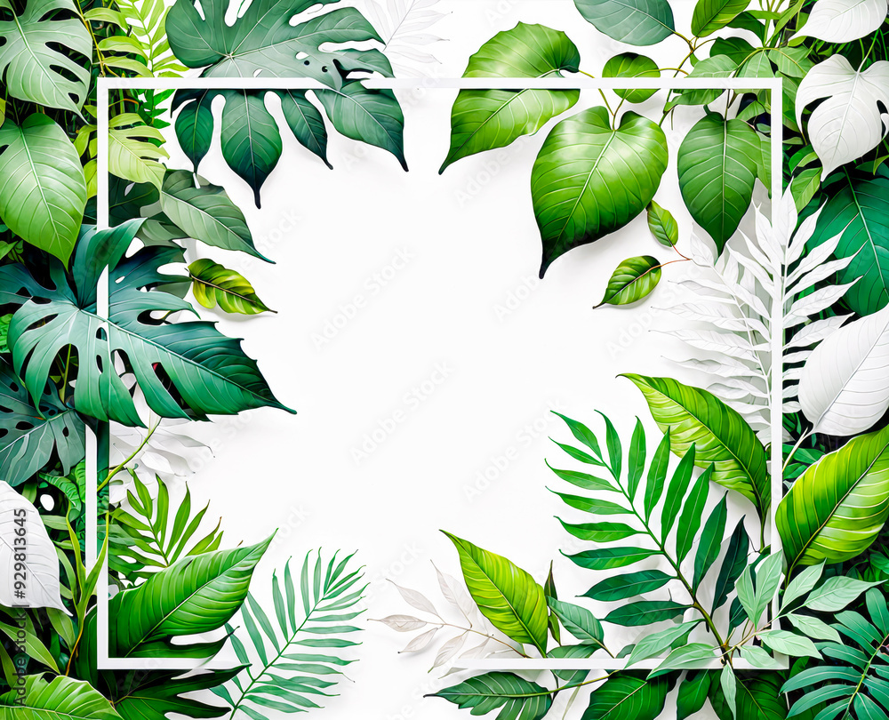 Green Leaves Frame. Green Leaves Frame.