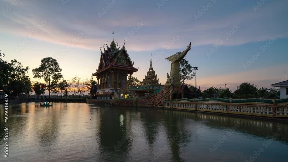 Wat Phra That Suphannahong, The Isan pagoda is a buddhist temple in Sisaket, an urban city town, Thailand. Thai architecture landscape background. Tourist attraction landmark. Wat Phra That Suphannahong, The Isan pagoda is a buddhist temple in Sisaket, an urban city town, Thailand. Thai architecture landscape background. Tourist attraction landmark.