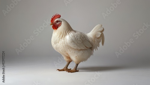 Wallpaper Mural white healthy chicken(hen) standing on the white isolated background Torontodigital.ca