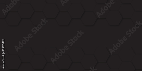 Wallpaper Mural Abstract background with black color hexagons and seamless pattern vector design . luxury black pattern geometric mesh cell texture .hexagon 3d background texture design . Torontodigital.ca