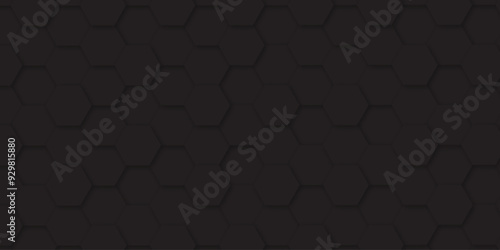 Wallpaper Mural Abstract background with black color hexagons and seamless pattern vector design . luxury black pattern geometric mesh cell texture .hexagon 3d background texture design . Torontodigital.ca
