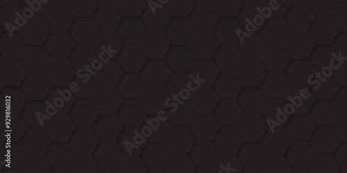 Wallpaper Mural Abstract background with black color hexagons and seamless pattern vector design . luxury black pattern geometric mesh cell texture .hexagon 3d background texture design . Torontodigital.ca