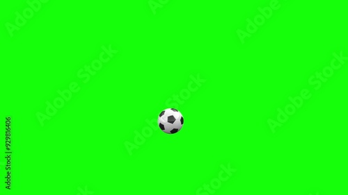 Classic soccer ball flying towards camera on green background. Soccer Kick Animation Transitions. Set of 3 videos.