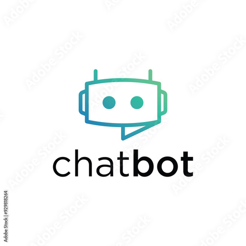 Mono line chat bot logo icon vector