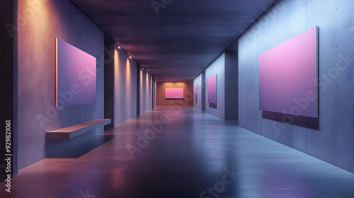 A modern gallery hallway wi...