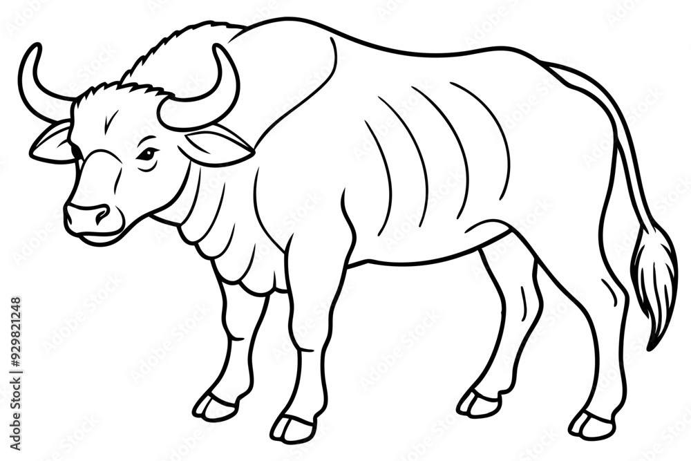 Fototapeta premium Line art of a buffalo 