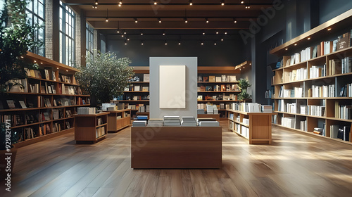 A modern library interior f...