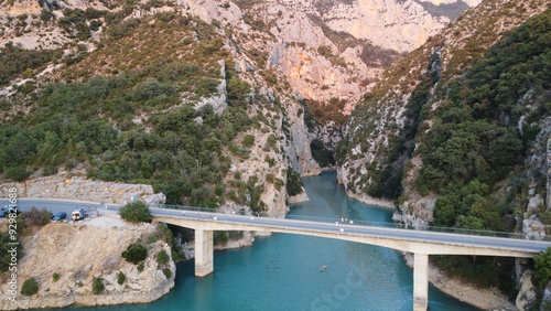 Drone photo of the bridge at the entrance to the gorges 