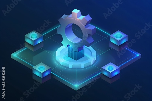 Abstract 3D gear background, industrial machinery vector illustration