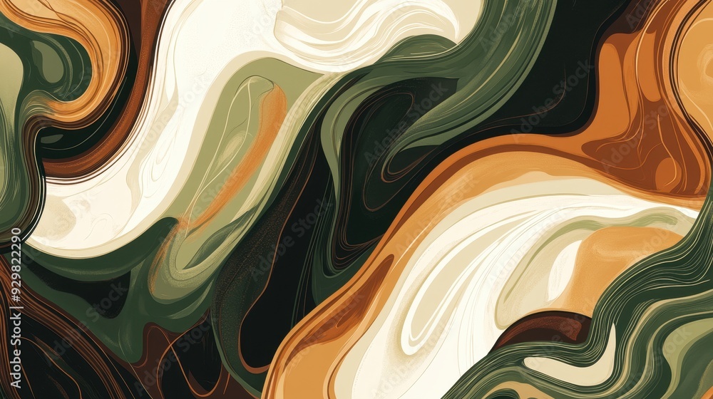 Abstract Swirling Pattern in Green, Beige, Brown and Black. Abstract Swirling Pattern in Green, Beige, Brown and Black.