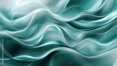 Abstract Teal Green Wavy Lines Background.