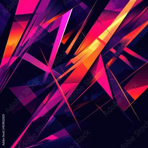 Wallpaper Mural Abstract Geometric Background with Vibrant Pink and Orange Shapes on Dark Background. Torontodigital.ca