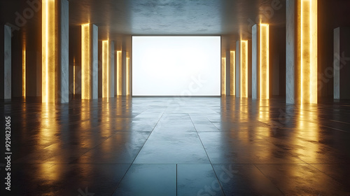 A modern, illuminated hall ...