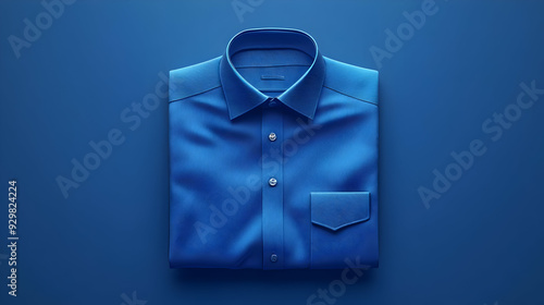 A neatly folded blue shirt ...