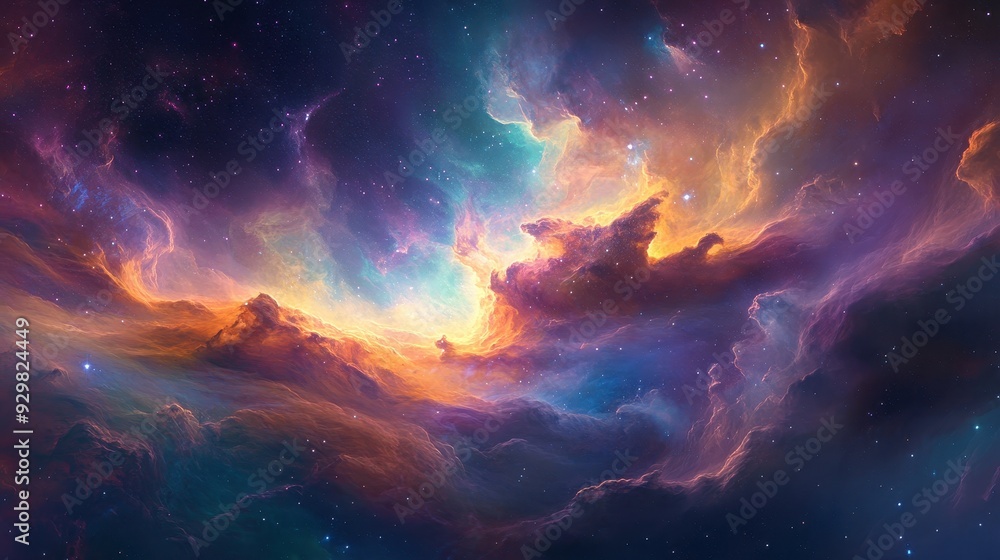 Cosmic Nebula with Vibrant Colors and Stars - Abstract Space Background Cosmic Nebula with Vibrant Colors and Stars - Abstract Space Background