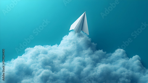 A paper airplane soaring ab...