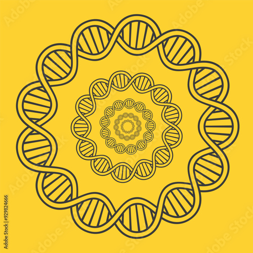 circular genetic design vector yellow background