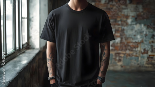 A person in a black t-shirt...