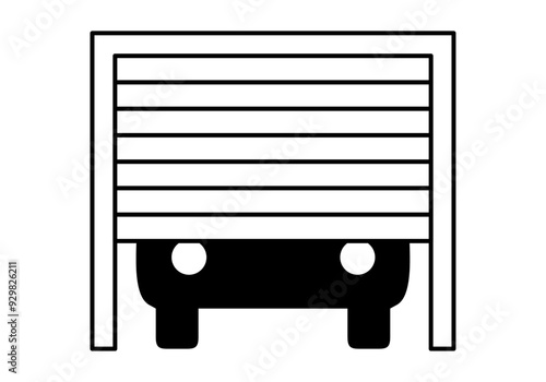 Icono negro de garaje con coche
