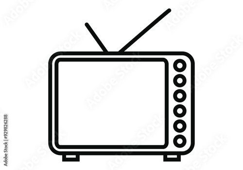 Icono negro de televisión analógica de cocina