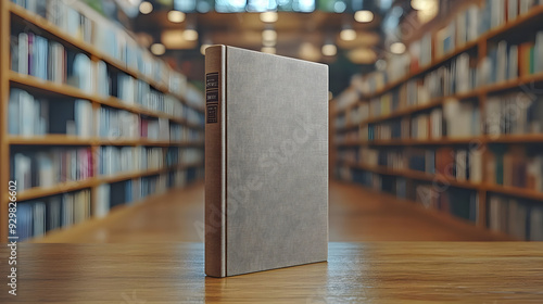 A plain book on a wooden ta...