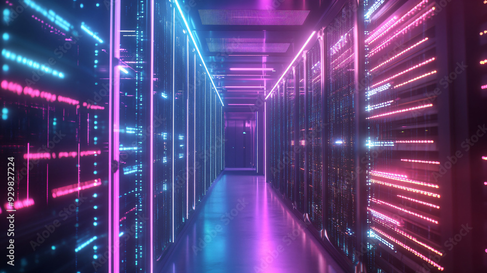 Neon Server Room. Neon Server Room.