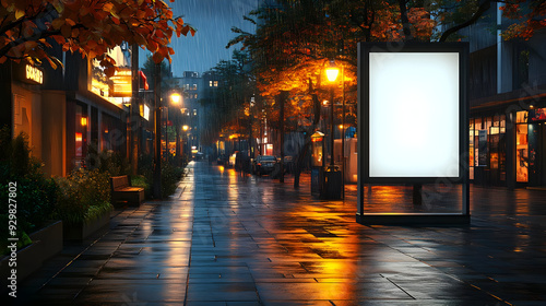 A rainy urban street scene ...