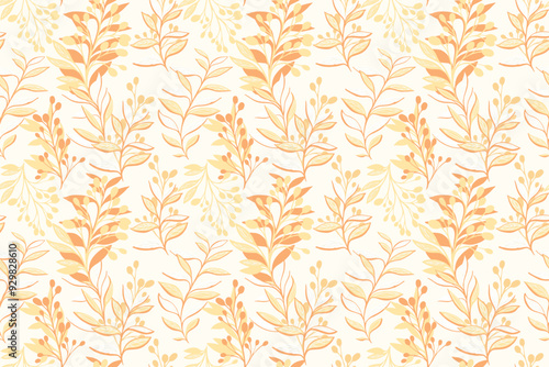 Seamless pattern with creative branches, abstract shapes leaves. Unique floral stems contemporary printing on a light background. Vector hand drawing illustration. Designs for fabric, cover, textiles