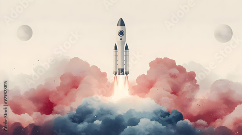 A rocket launching amidst c...