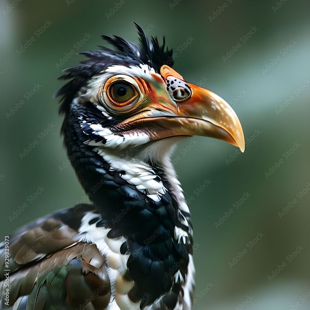 maleo-bird-with-black-and-white-feathers-and-bright-yellow-beak maleo-bird-with-black-and-white-feathers-and-bright-yellow-beak