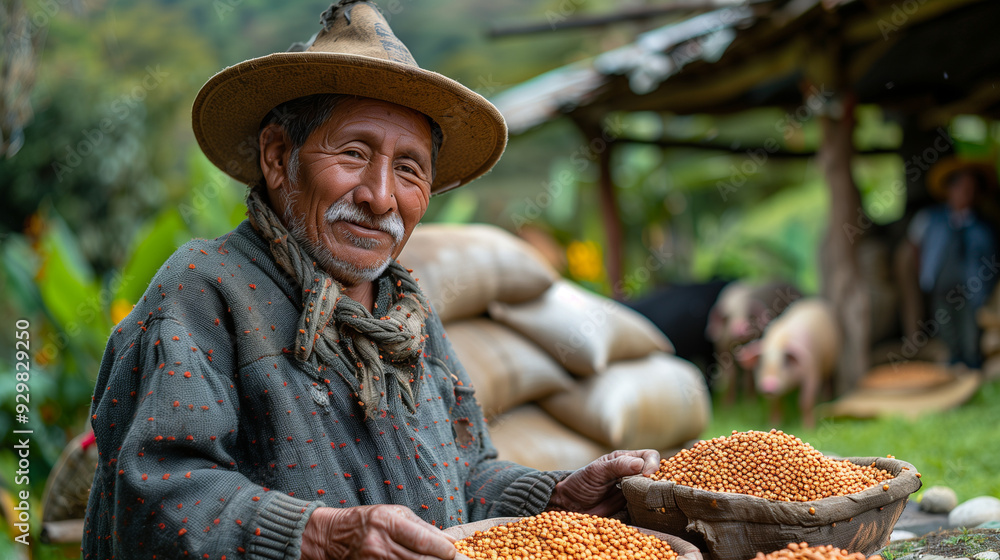 Fototapeta premium old farmer in a field
