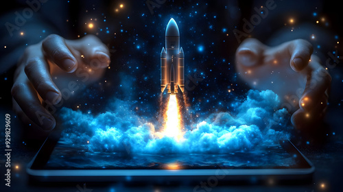 A rocket launching from a t...