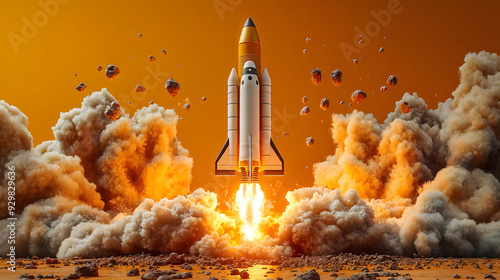 A rocket launching into an ...