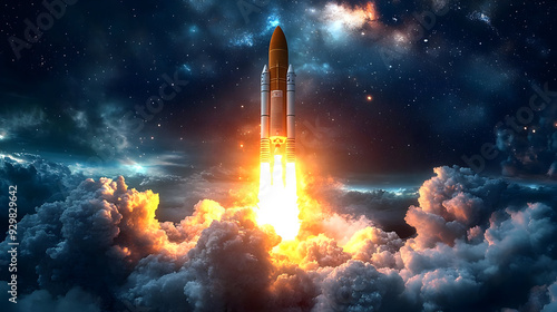 A rocket launching into spa...