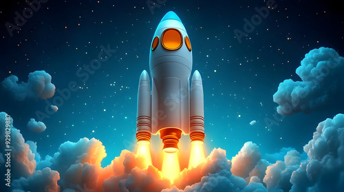 A rocket launching into spa...