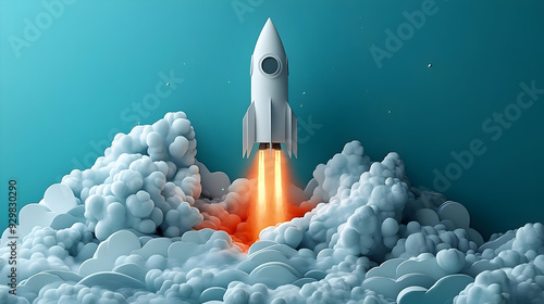 A rocket launching through ...