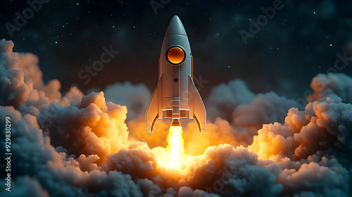 A rocket launching through ...