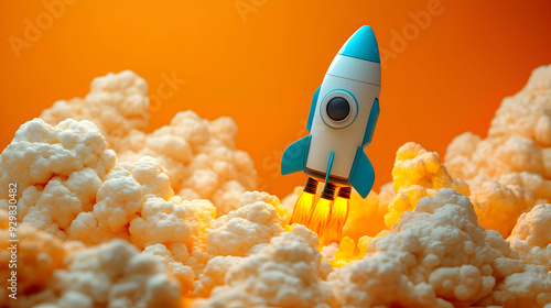 A rocket launching through ...