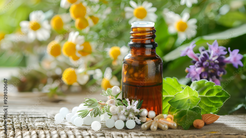 Natural homeopathic remedies for illness, including herbal supplements, essential oils, and organic ingredients, symbolizing a holistic approach to health and wellness Natural homeopathic remedies for illness, including herbal supplements, essential oils, and organic ingredients, symbolizing a holistic approach to health and wellness