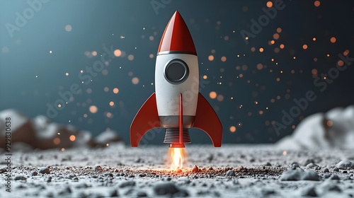 A rocket launching with fla...